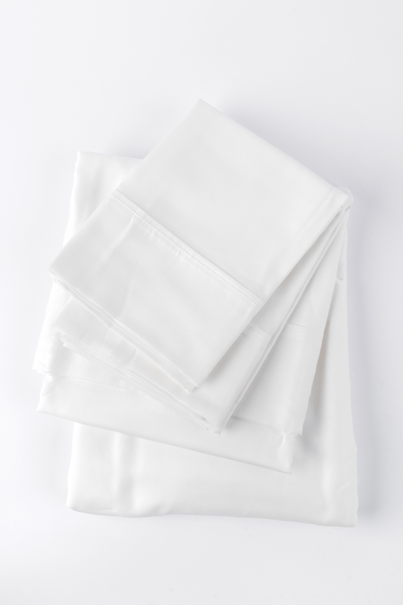 400SATIN-WHIT-QU 400 Thread Count Sateen Sheet Set, White - Queen Size