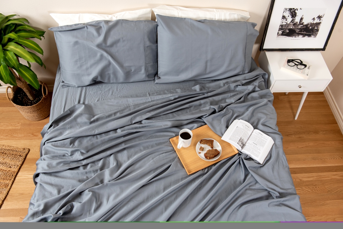 300SATIN-DAGR-TW 300 Thread Count Sateen Sheet Set, Dark Grey - Twin Size