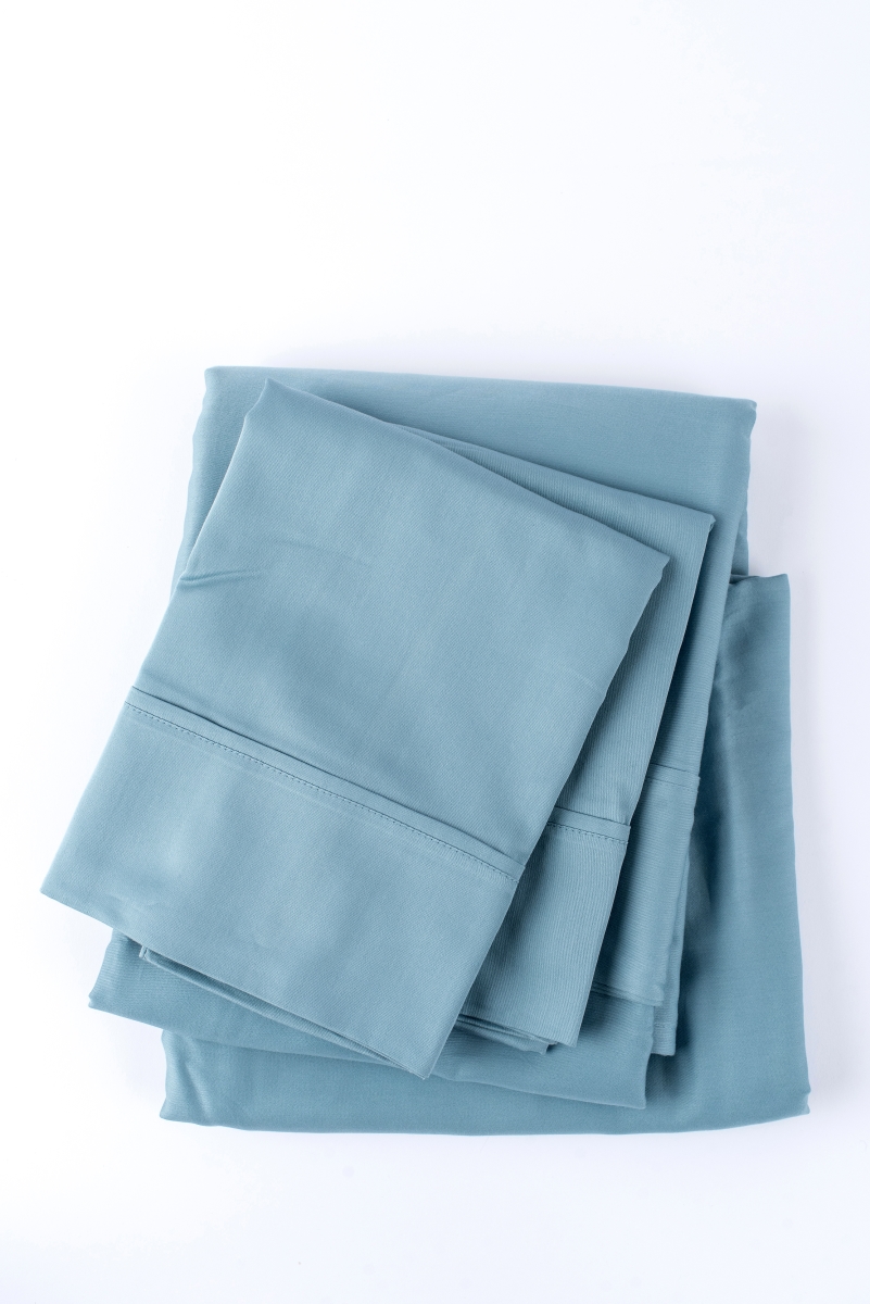 300SATIN-AZUR-FU 300 Thread Count Sateen Sheet Set, Azure - Full Size