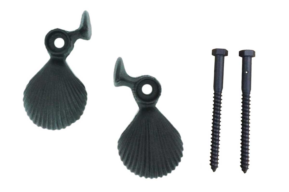 30-14-88251 Shell Shutter Dog with Lag Bolt, Black - Set of 2 -  Wood Shutter Hardware