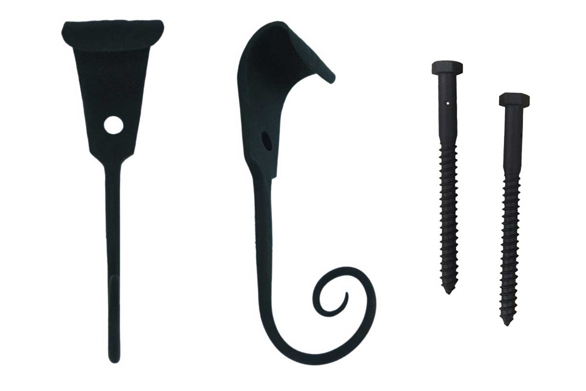 Charleston Shutter Dog with Lag Bolt, Black - Set of 2