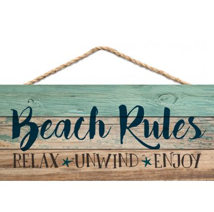 HSA0164 Beach Rules Relax Unwind Enjoy Weathered Plank Design Hanging Sign