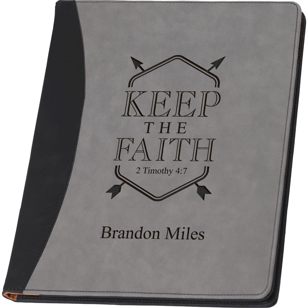 ZBBX0019 Monogrammed Black & Gray Padfolio
