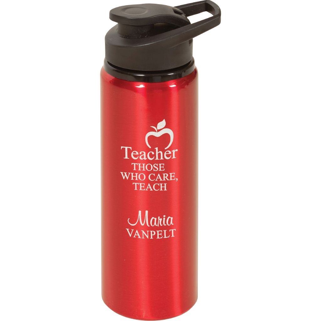 ZHZO10 Laser Engravable Teacher Those Who Care, Teach Water Bottle - Red