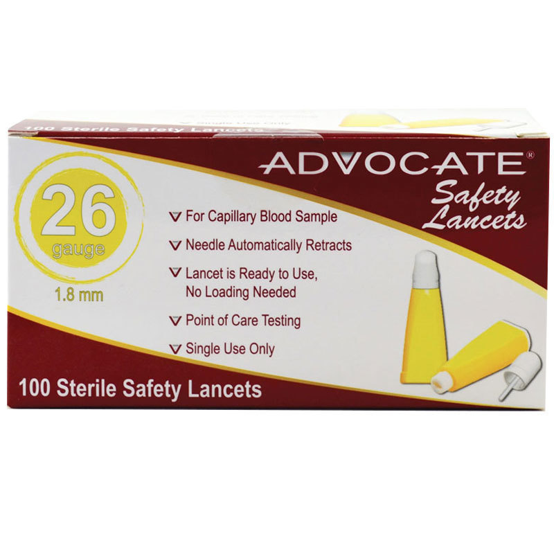 Picture of Advocate 636 26G x 1.8 mm Safety Lancets - 100 Per Box