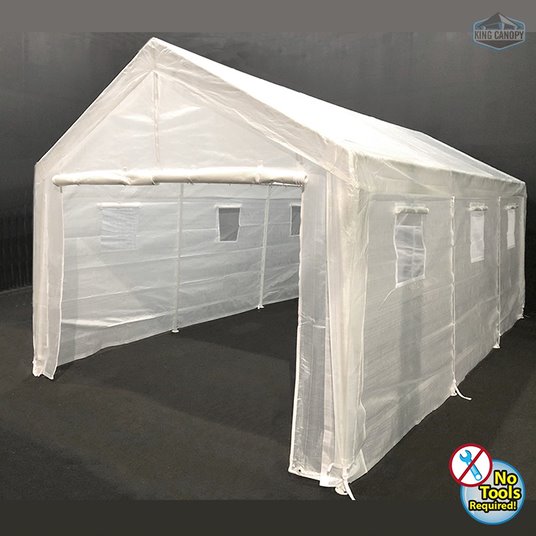 C8GH1020 10 x 20 ft. Universal 8 Leg Canopy with Greenhouse Cover, White