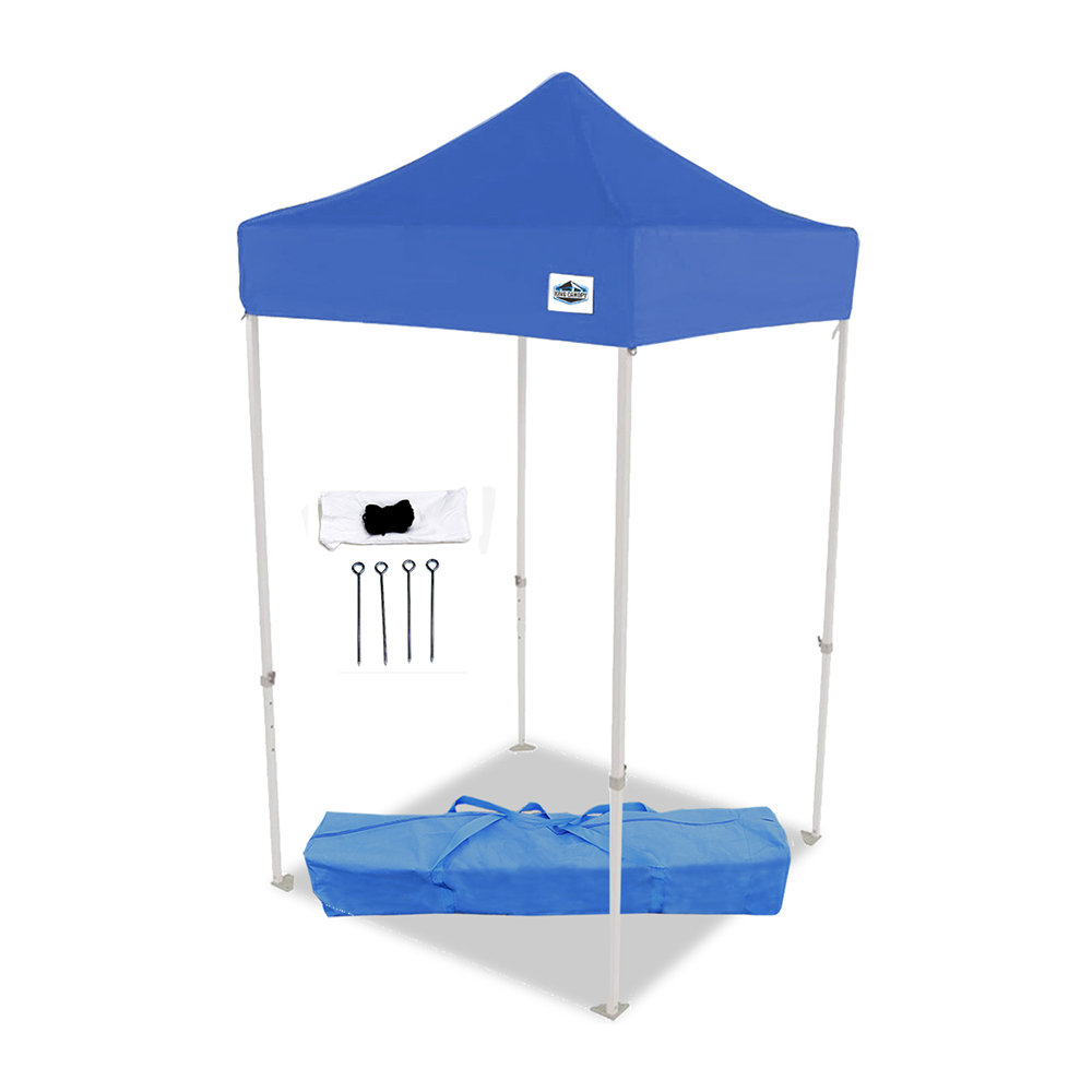 TTSHAL05BL 5 x 5 ft. Tuff Tent Instant Pop Up Canopy with 1 in. Aluminium Frame, Guy Ropes & Stakes, Blue