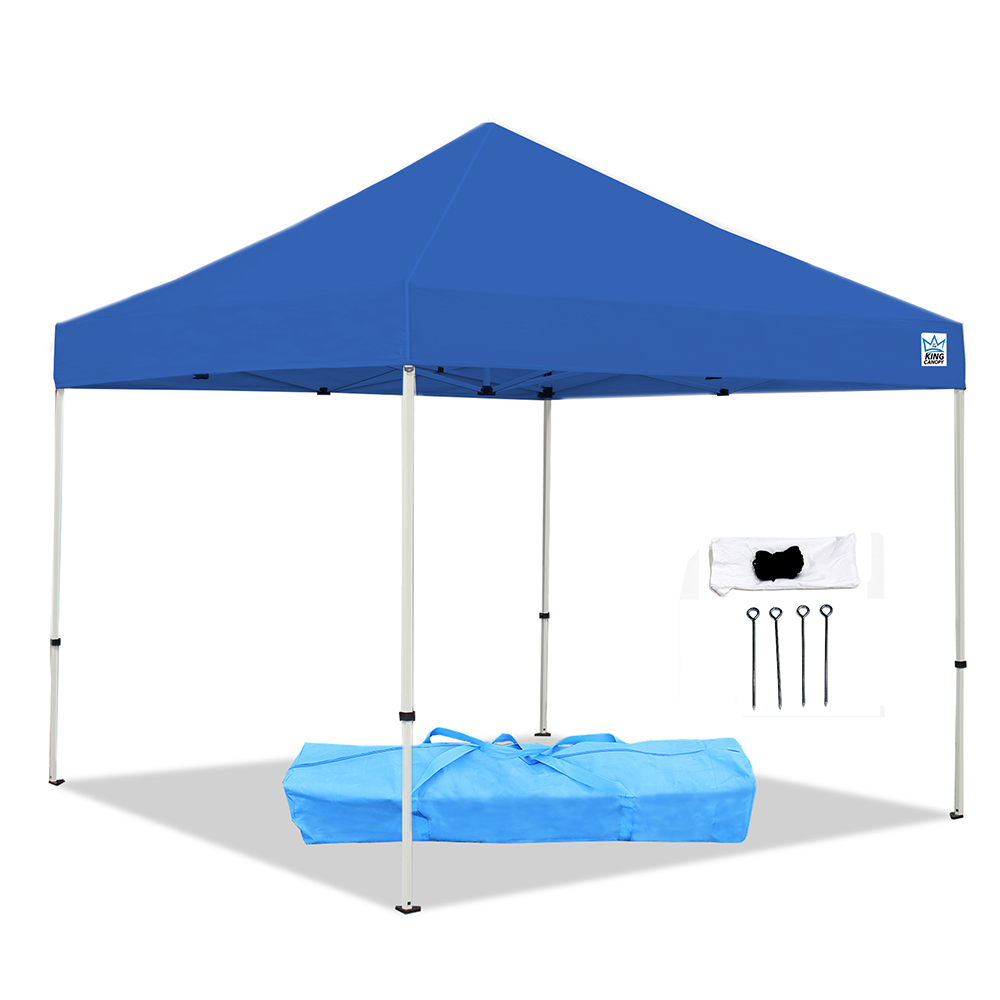 TTSHAL08BL 8 x 8 ft. Tuff Tent Instant Pop Up Canopy with 1 in. Aluminium Frame, Guy Ropes & Stakes, Blue