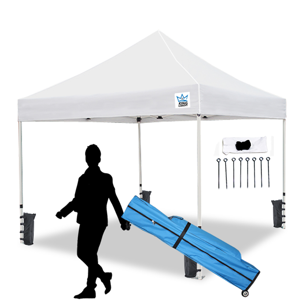 10 x 10 ft. Ares Commerical Instant Pop Up Canopy with Weight Bags, Guy Ropes & Stakes, White