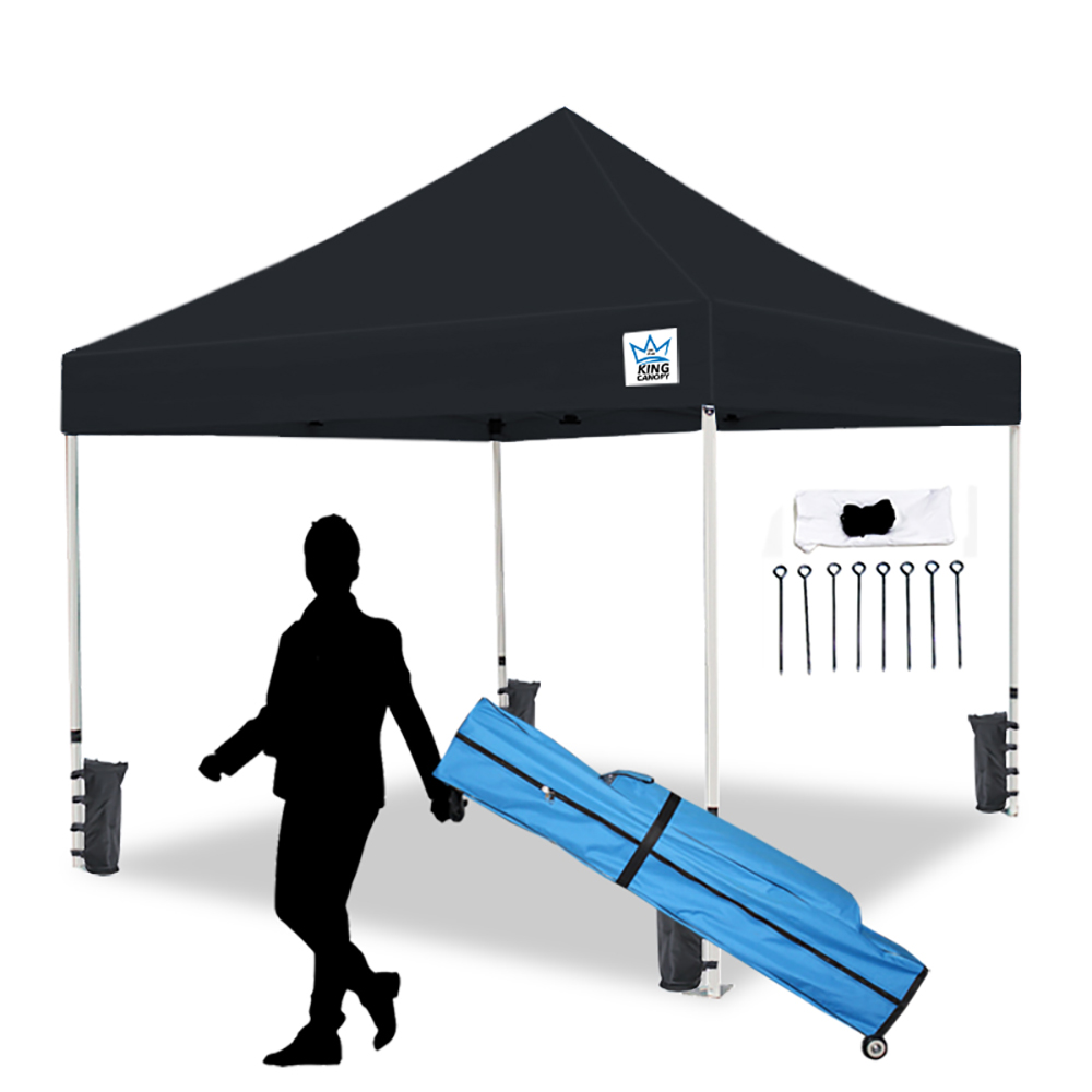 10 x 10 ft. Ares Commerical Instant Pop Up Canopy with Weight Bags, Guy Ropes & Stakes, Black