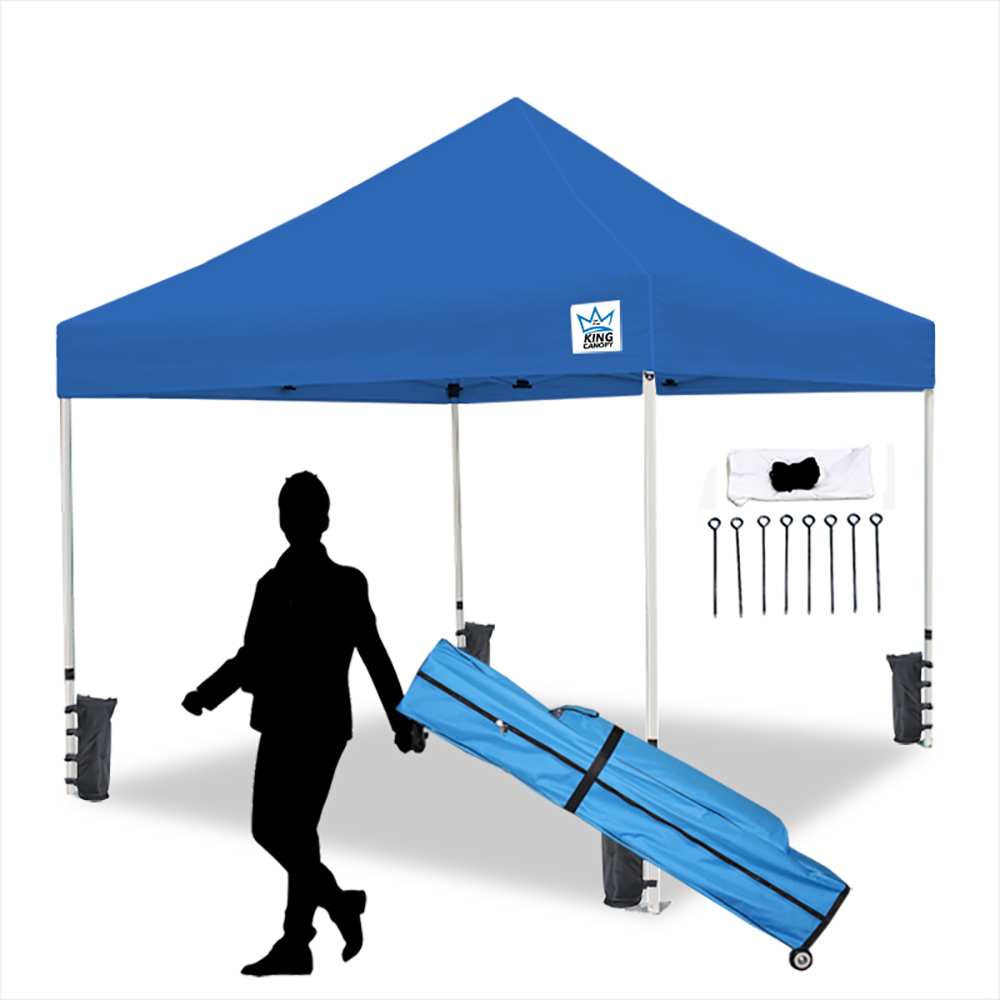 10 x 10 ft. Ares Commerical Instant Pop Up Canopy with Weight Bags, Guy Ropes & Stakes, Blue