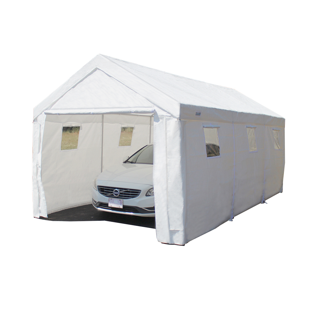 True 10ftx20ft Enclosed Canopy, 1 3/8in Steel Frame, 8 Leg, White