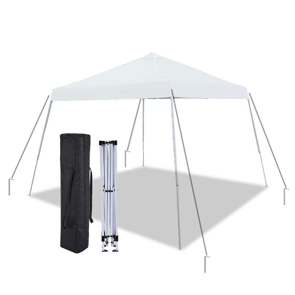 10 x 10 ft. Slant Leg Instant Pop Up Tent with Guy Ropes & Stakes, White