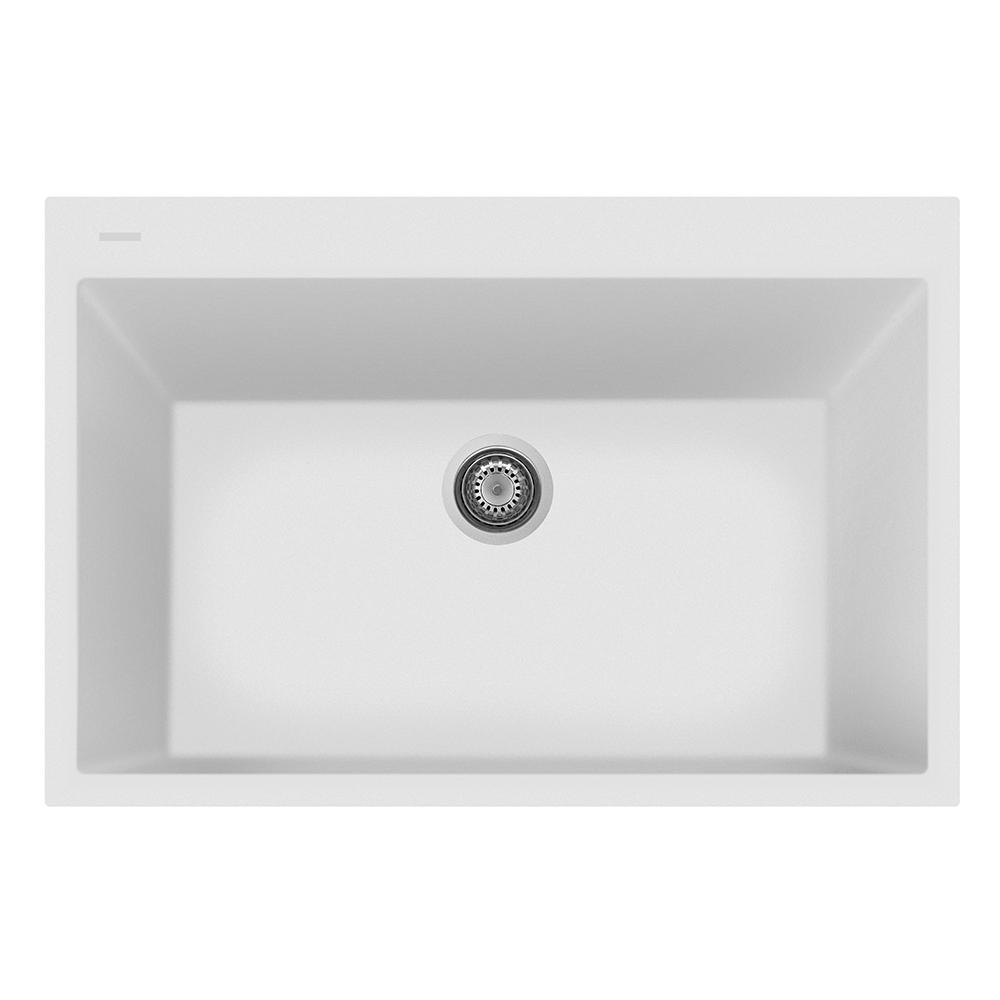 Picture of LaToscana ON8410-58UG 33 in. ONE Series Drop-in Quartz Single Bowl Kitchen Sink in Milk White