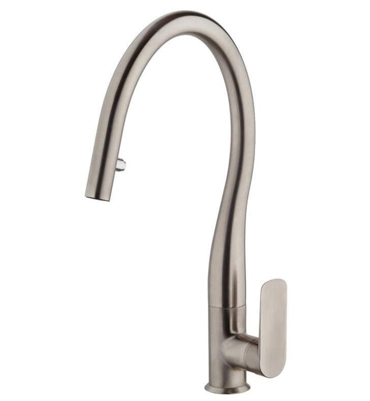 Picture of LaToscana 09PW591D Swan Single Handle Pull-Down Spray Kitchen Faucet in Brushed Nickel