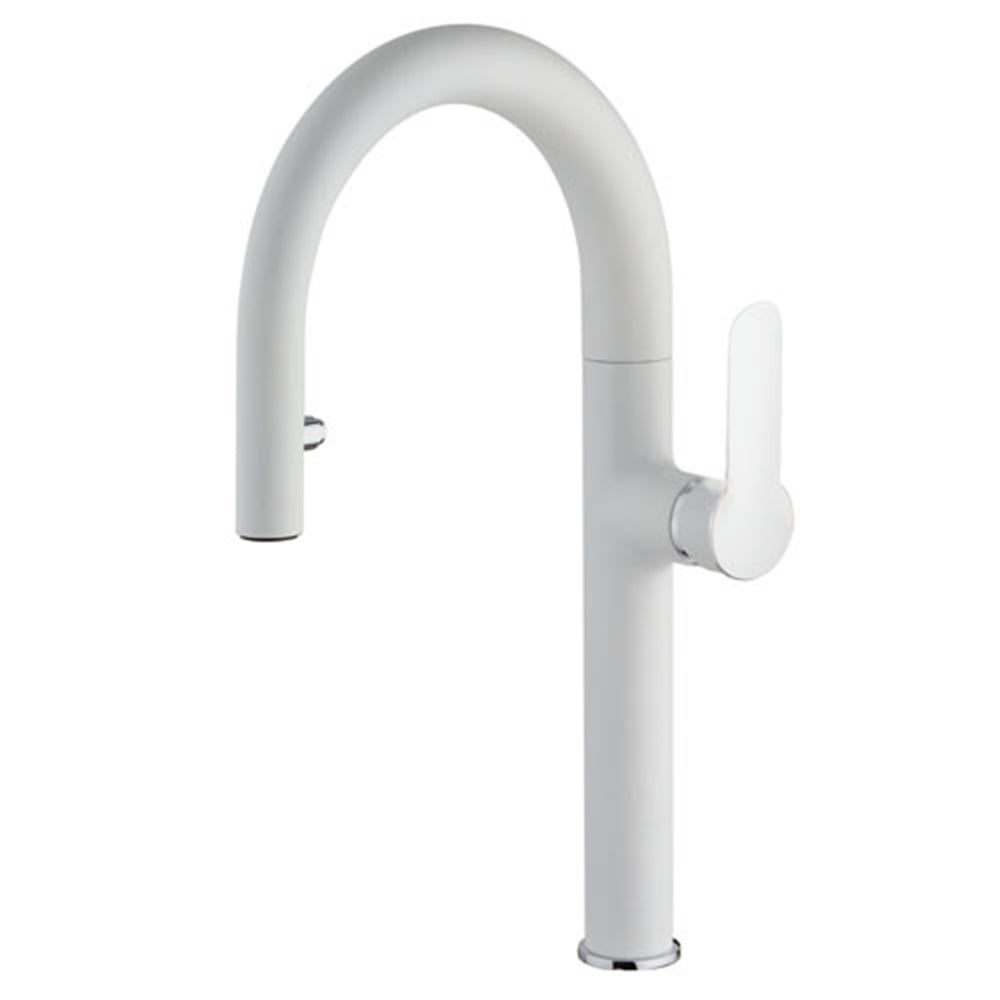 Picture of LaToscana 09WH591B Nove Single Handle Pull-Down Spray Kitchen Faucet in White Metallic