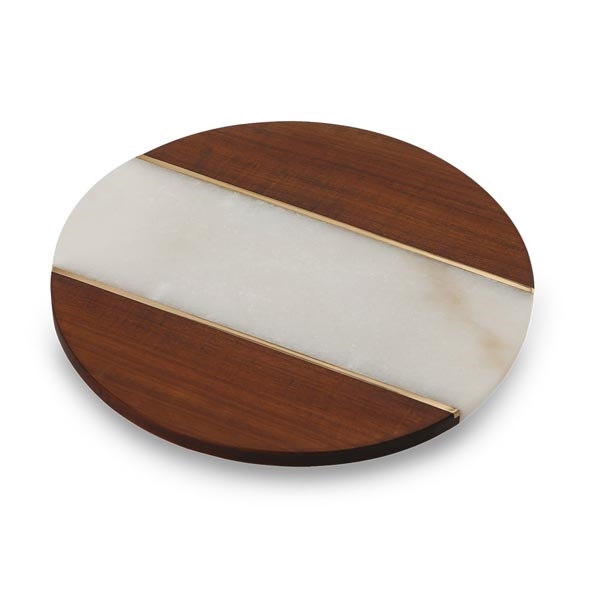 PSM-562WH Campello Lazy Susan Marble Board - Green & White -  Picnic Plus