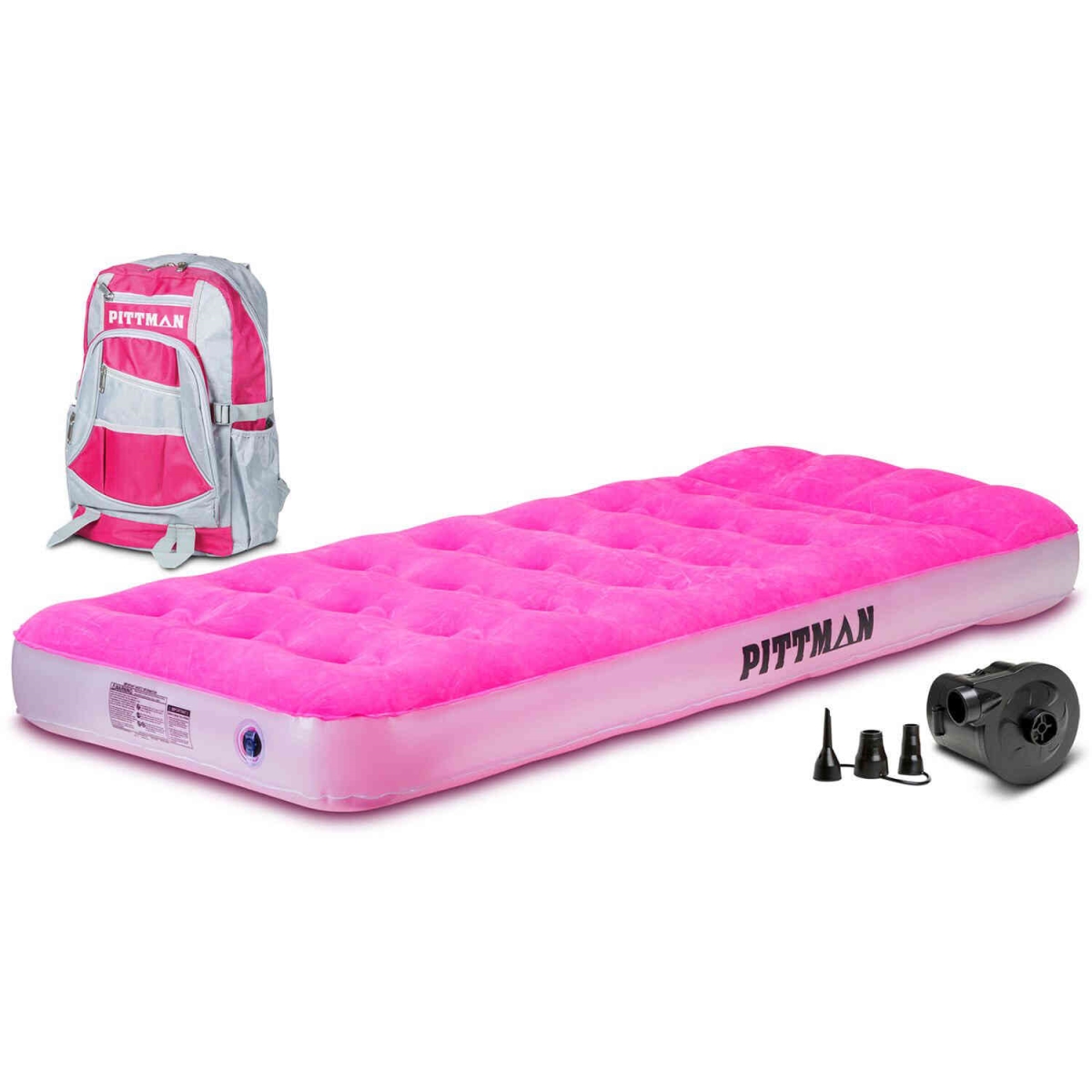 Picture of Pittman Outdoors PPI-PNK-KIDMAT Twin Size Kids Mattress with Portable Electric AC Powered Air Pump&#44; Pink