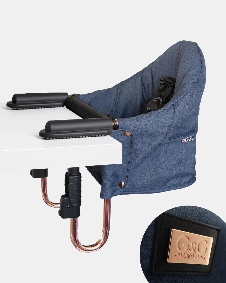 GG201CB Perch Hanging High-Chair - Copper Blue - Rose Gold Frame