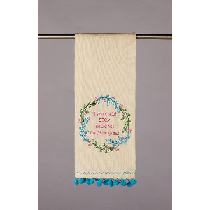 Picture of Peking Handicraft 04JI0223C 15 x 22.5 in. Stop Talking Kitchen Towel, Multi Color 
