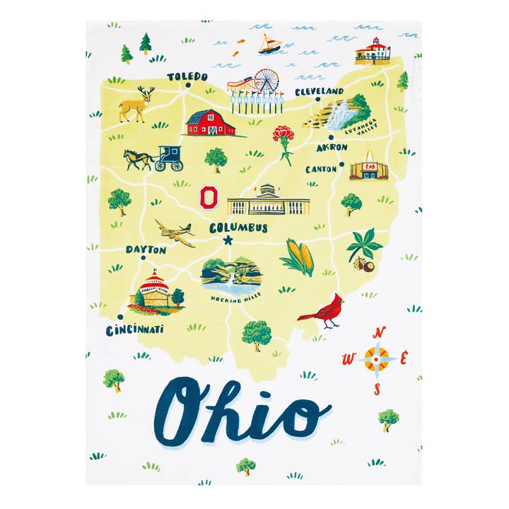 Picture of Peking Handicraft 04AS46WC 18 x 25 in. Ohio Printed Kitchen Towel, Multi Color 