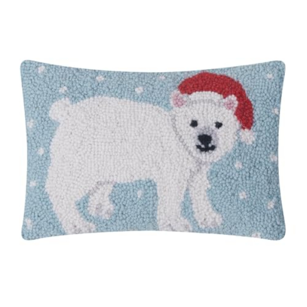 31AV199C12OB 8 x 12 in. Holiday Polar Bear Polyester Hook Pillows with Zipper Closure