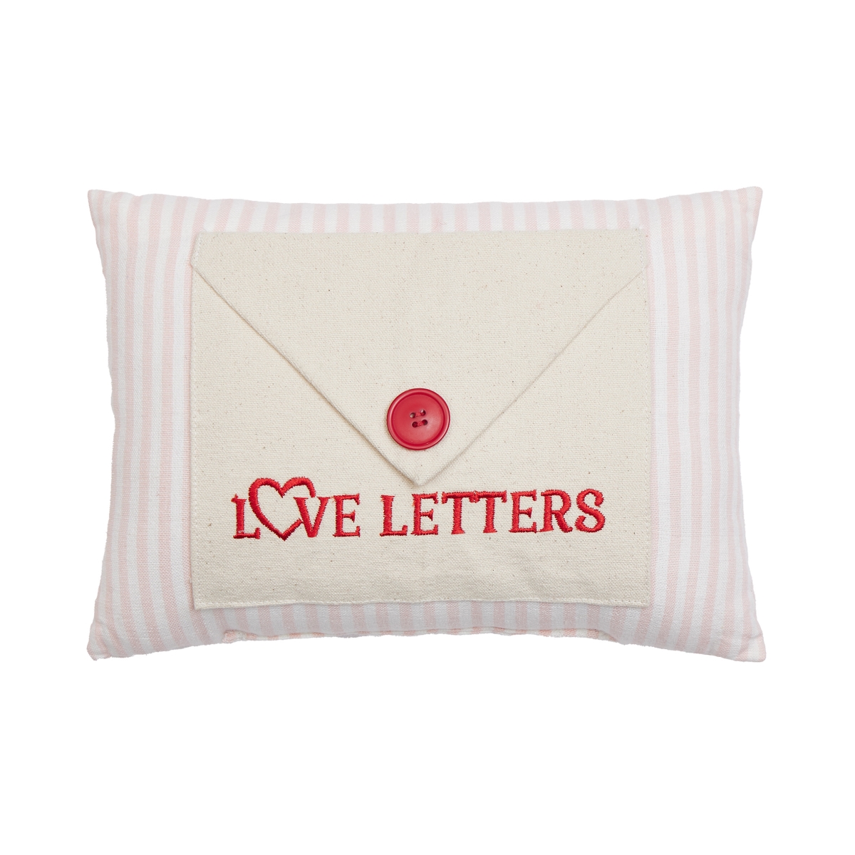 24AAT67C12OB 8 x 12 in. Love Letter with Button Embroidered Blown In Fill Pillow, Multi Color