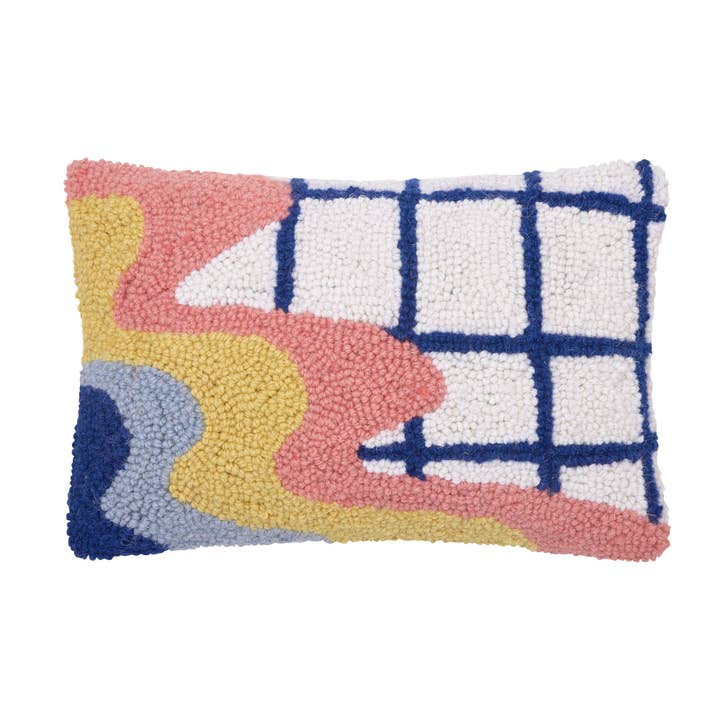 30AV368C12OB 8 x 12 in. Wave Check Poly Fill Hook Pillow, Multi Color