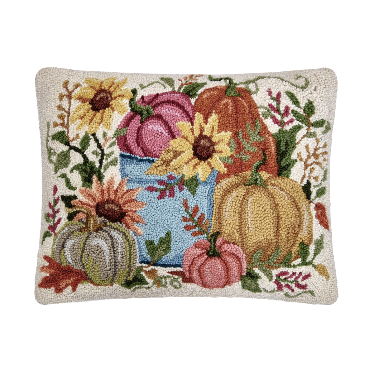 31SJM11148C20OB 16 x 20 in. Harvest Pumpkins Poly Fill Hook Pillow, Multi Color