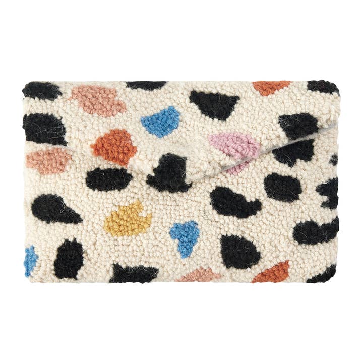 Picture of Peking Handicraft 19APS253C07 11 x 7 in. Circle Dots Hook Clutch Cosmetic Bag&#44; Multi Color