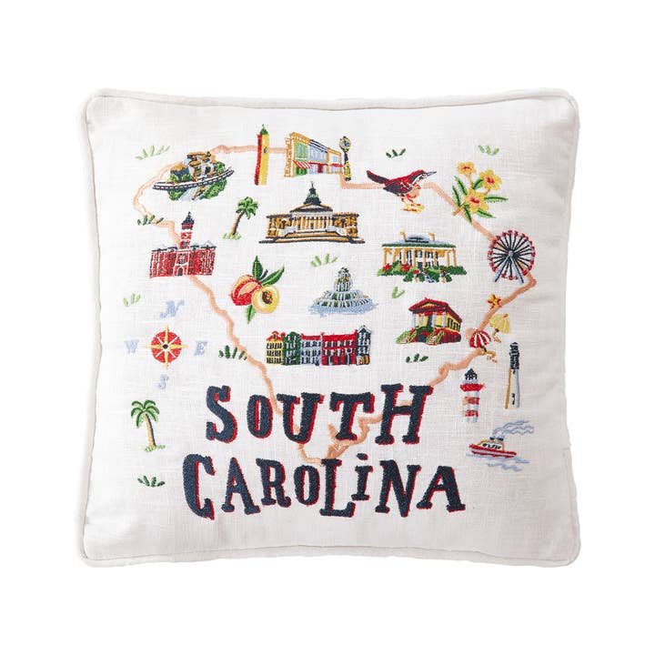 24AS92C14SQ 14 x 14 in. South Carolina Embroidered Poly Fill Hook Pillow, Multi Color