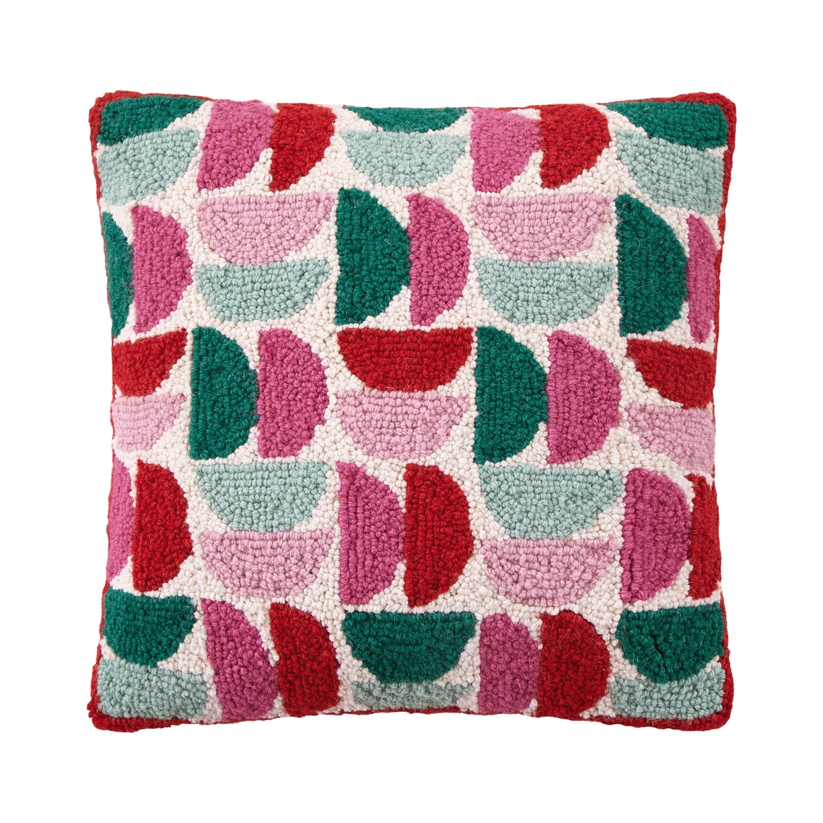 31APS257C16SQ 16 x 16 in. Half Moon Poly Fill Hook Pillow, Multi Color