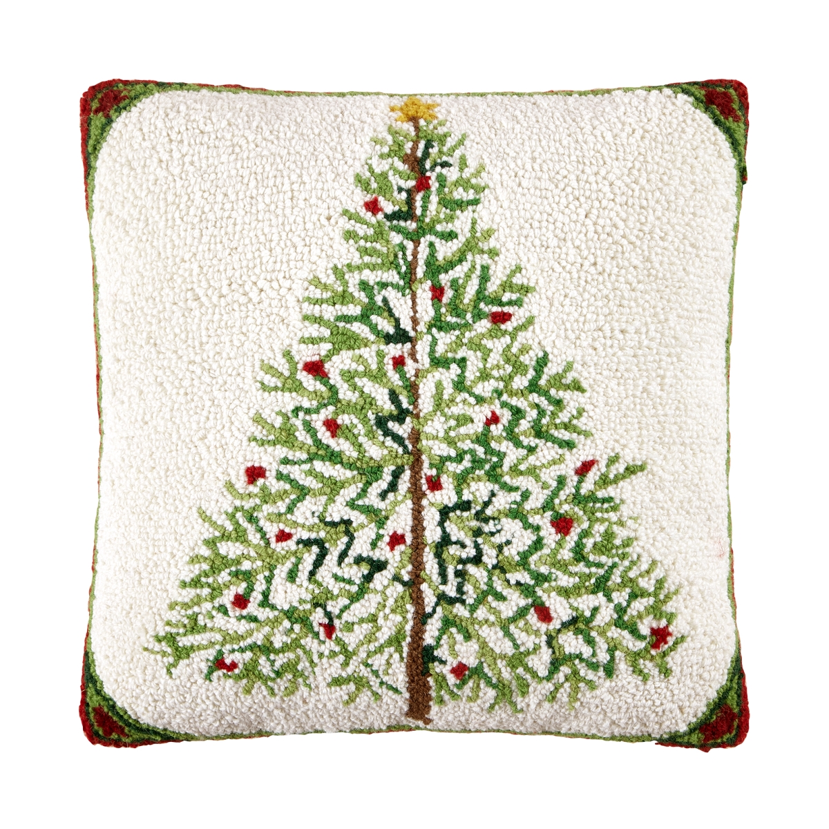 31SERX511C16SQ 16 x 16 in. Holiday Pine Poly Fill Hook Pillow, Multi Color