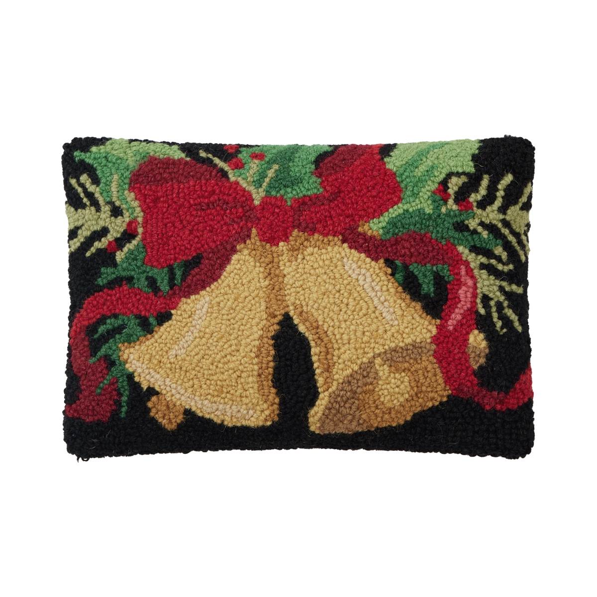 31SJM11228C12OB 8 x 12 in. Christmas Bell Poly Fill Hook Pillow, Multi Color