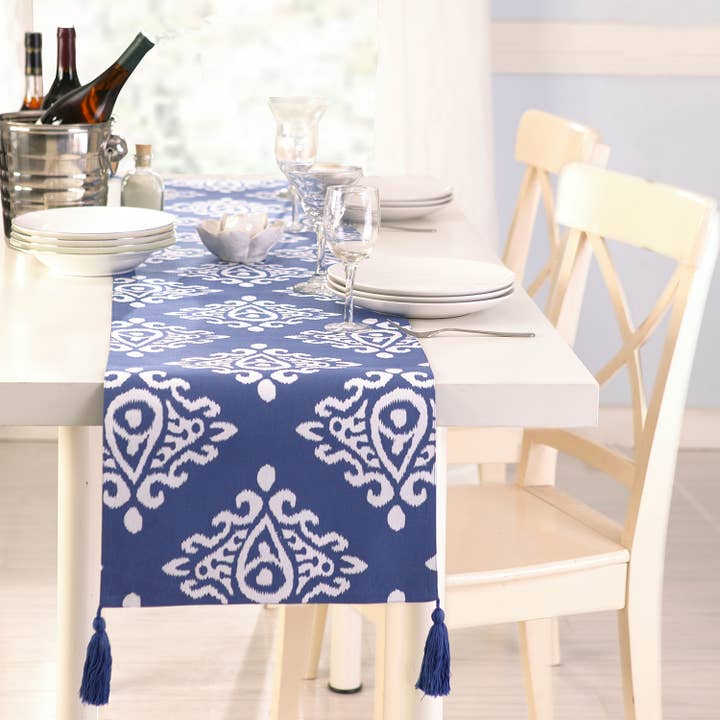 Picture of Peking Handicraft 08KS42BC72OB 14.5 x 72 in. Kaleo Table Runner, Navy Blue 
