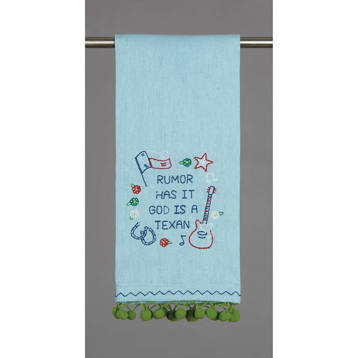 Picture of Peking Handicraft 04KSL498C 15 x 22.5 in. Rumor Has It God Is A Texan Texas Kitchen Towel, Multi Color 