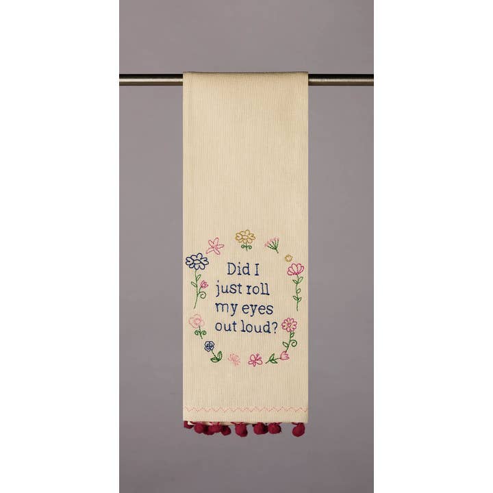 Picture of Peking Handicraft 04JI1023C 15 x 22.5 in. Roll Eyes with Pom Pom Kitchen Towel, Multi Color 