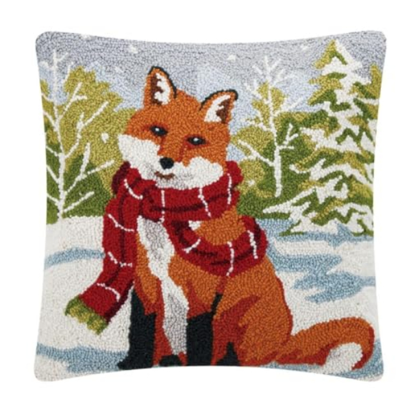 31SJM10942C18SQ 18 x 18 in. Mary Lake Thompson Snowfall Fox Hook Pillow, Multi Color