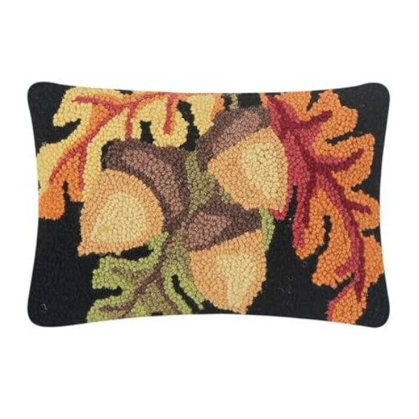 31GY1928C12OB 8 x 12 in. David Price Acorn with Leaves Hook Pillow, Multi Color