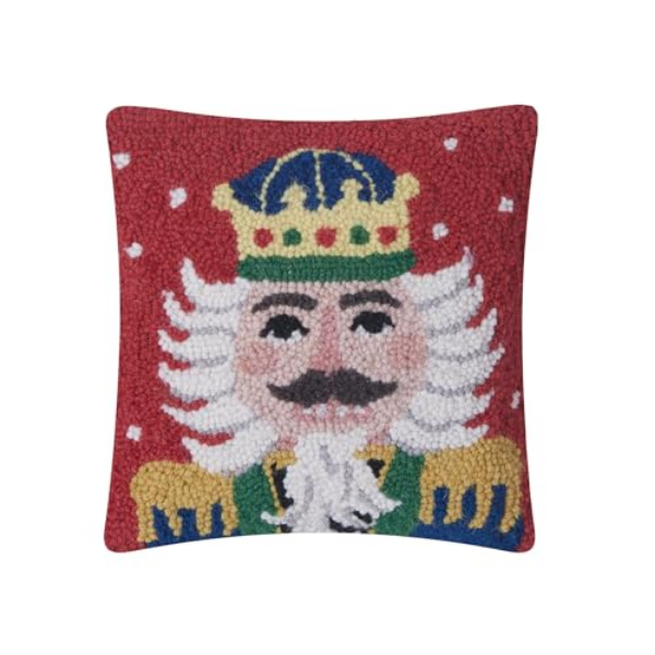 31AV201C10SQ 10 x 10 in. Holiday Nutcracker Polyester Filler Hook Pillows, Multi Color