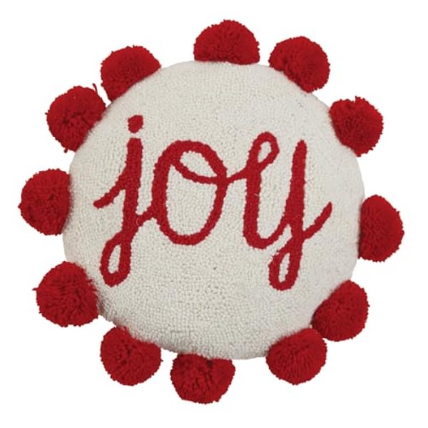 31AV174C14RD 14 in. Kate Nelligan Shaped Joy with Poms Hook Pillow, Multi Color