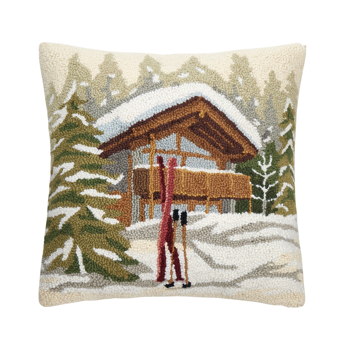 31SJM11065C18SQ 18 x 18 in. Chalet Poly Fill Hook Pillow, Multi Color
