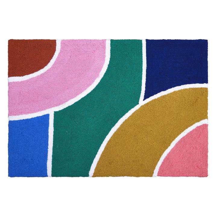 30APS204C03 2 x 3 ft. Color Waves Hook Area Rug, Multi Color