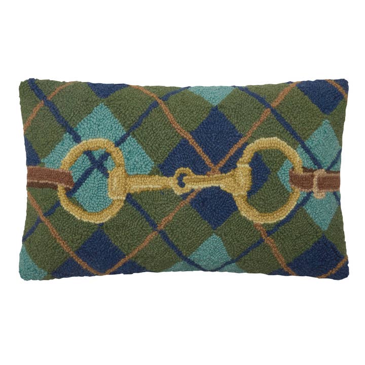 30SJM11103C20OB 12 x 20 in. Gingham Buckle Poly Fill Hook Pillow, Multi Color
