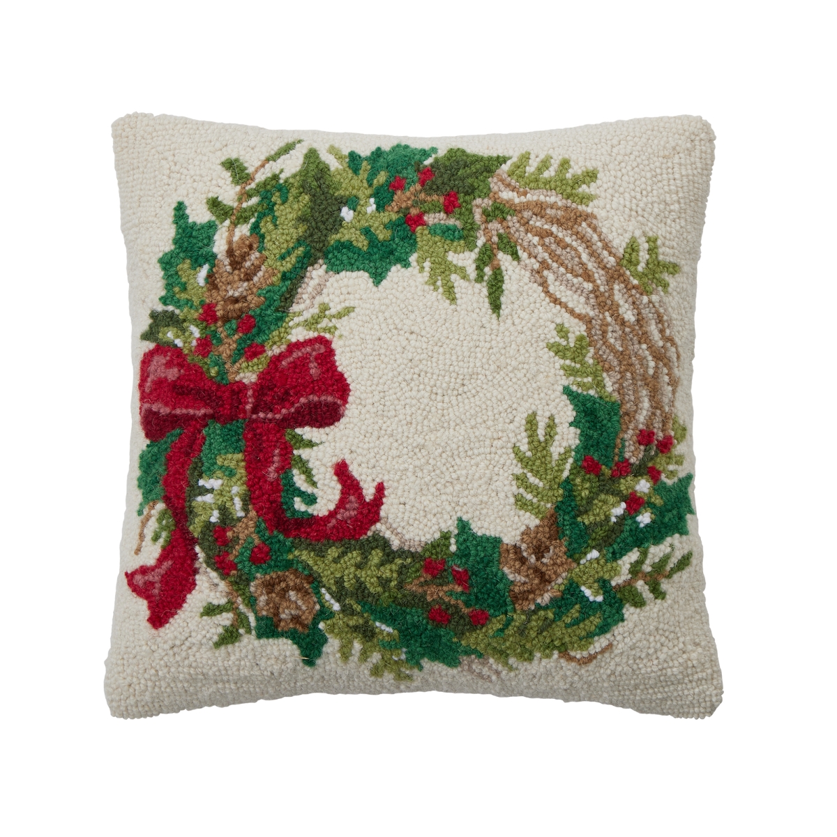 31SJM11071C16SQ 16 x 16 in. Wreath Poly Fill Hook Pillow, Multi Color