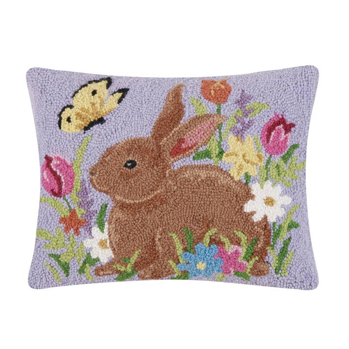 30SJM10928C18OB 14 x 18 in. Lavender Bunny Poly Fill Hook Pillow, Multi Color