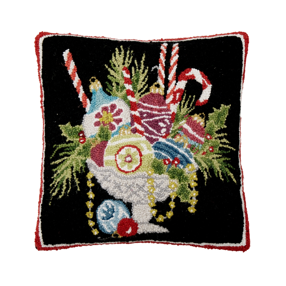 31ML570C18SQ 18 x 18 in. Ornament Bowl Poly Fill Hook Pillow, Multi Color