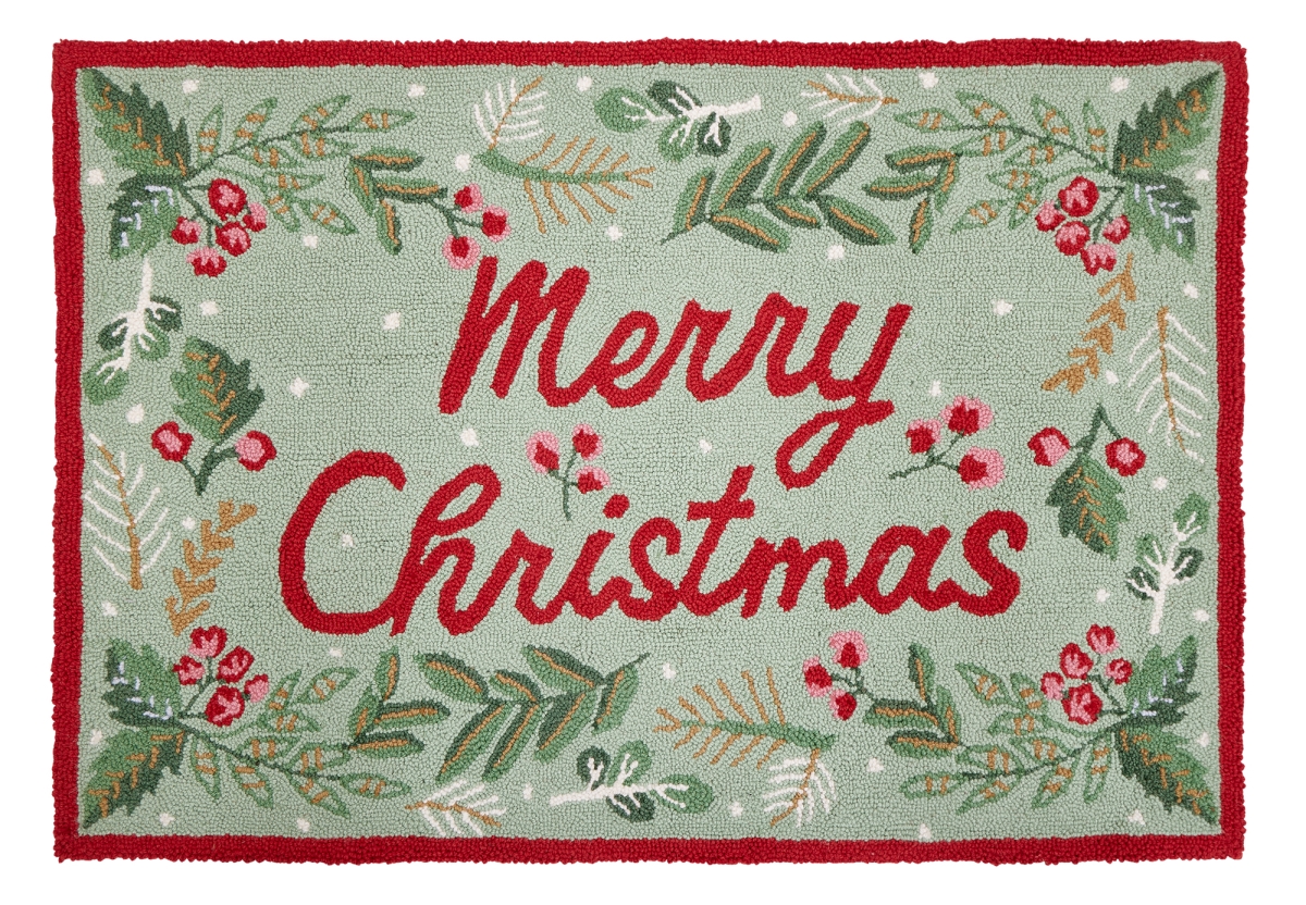 31AV488C40 27 x 40 in. Merry Christmas Hook Area Rug, Multi Color