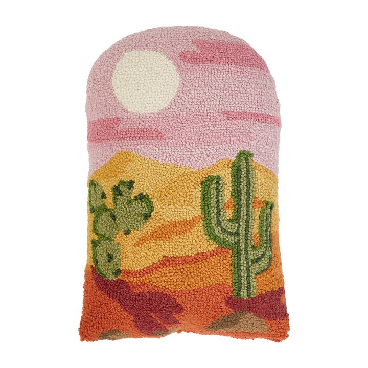 30AV519C18OB 12 x 18 in. Western Desert Scene Shaped Hook Pillow, Multi Color