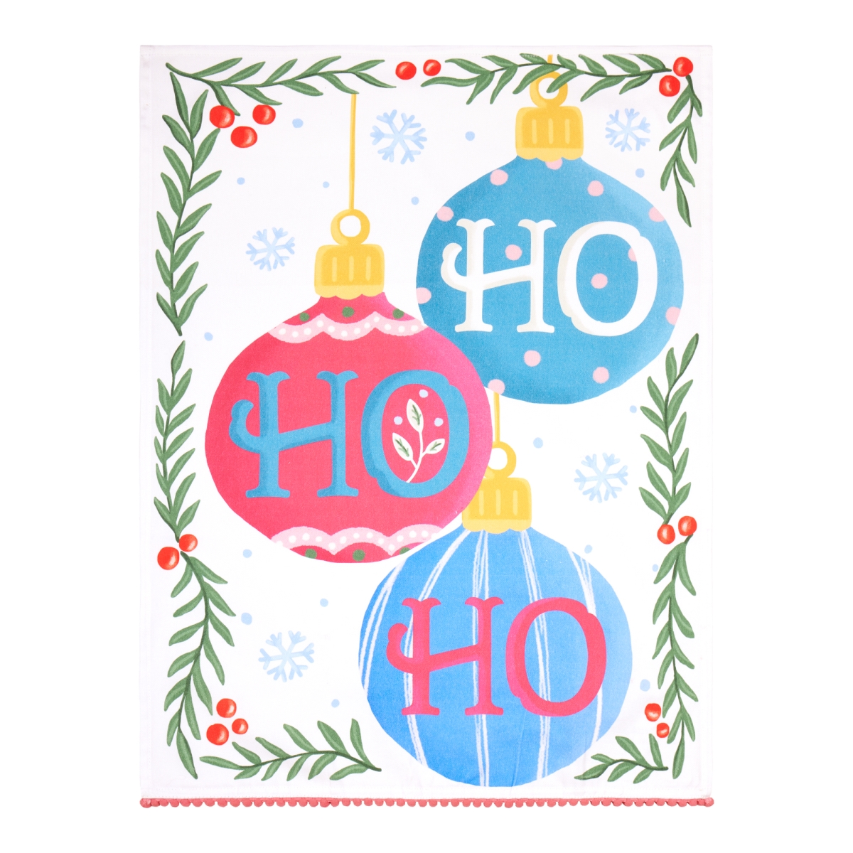 Picture of Peking Handicraft 04AAT83WC 18 x 25 in. Ho Ho Ho with Pom Pom Kitchen Towel, Multi Color 